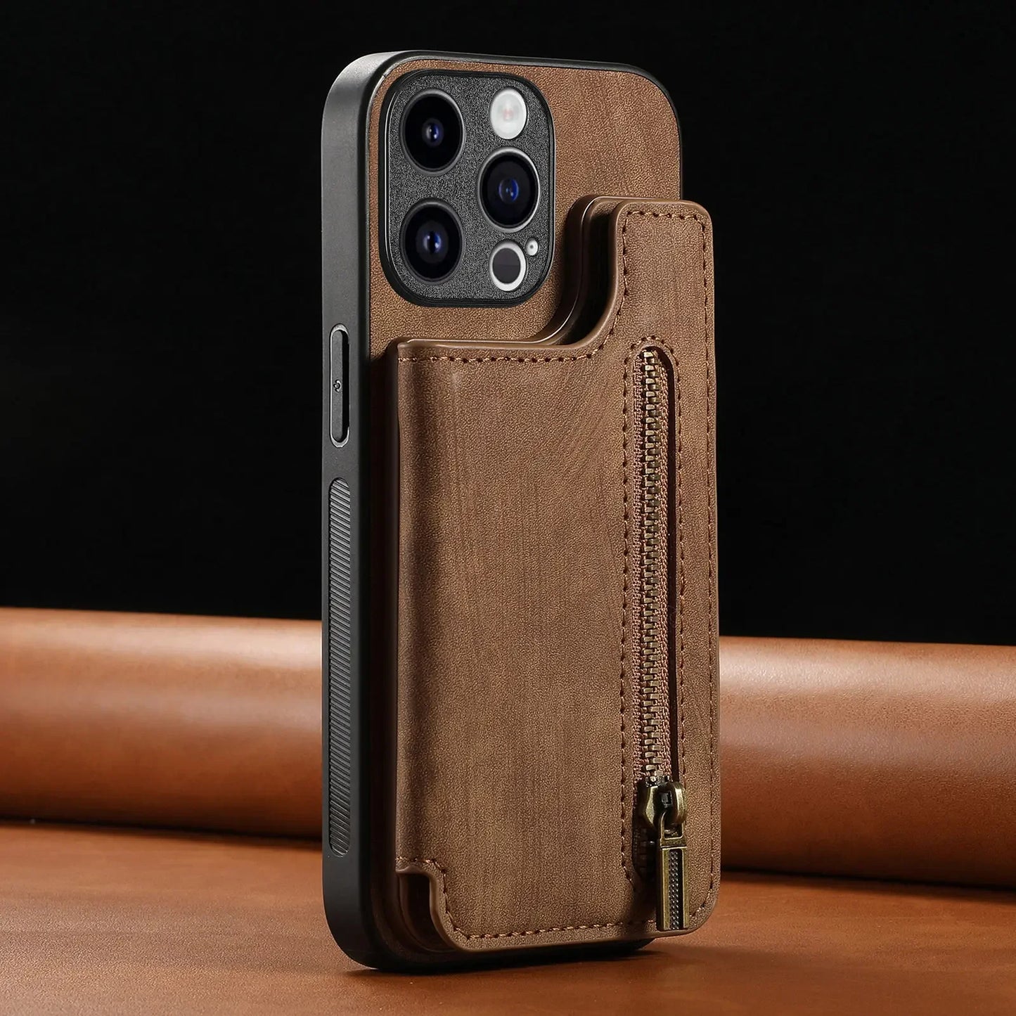 Leather Zipper Wallet with Card Holder Phone Case for IPhone 15 14 11 Pro Max 13 12 Mini X XR XS Max 8 7 Plus Shockproof Cover