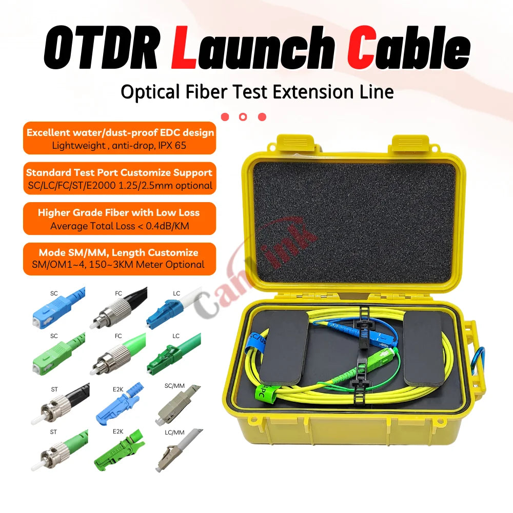 Fiber Optic Launch Cable Box 1310/1550Nm 1km OTDR Dead Zone Eliminator SC/APC-SC/UPC Customized Connector