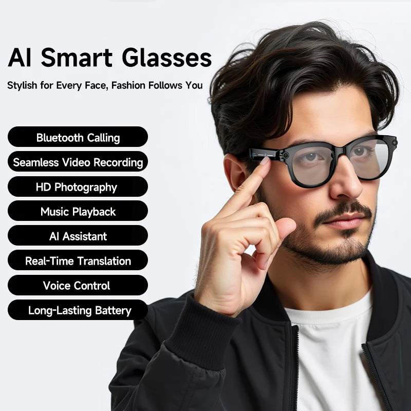 Lenovo 2026 New 8K AI Smart Glasses AI Translation HD Hands-Free Calling AI Chat Logging Music Playback Smart Sunglasses