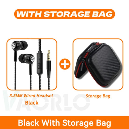 3.5mm Headphones Sports Wired Earphones HIFI Bass Wired Earbuds in-Ear Headset Game Subwoofer with Mic Handsfree Call For Phones