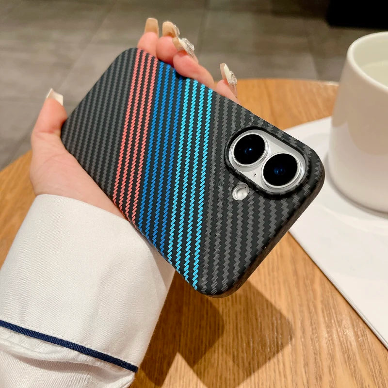 For Magsafe Magnetic Color Collision Carbon Fiber Phone Case For iPhone 16 Pro Max 14 11 12 13 15 Pro Max Shockproof Back Cover