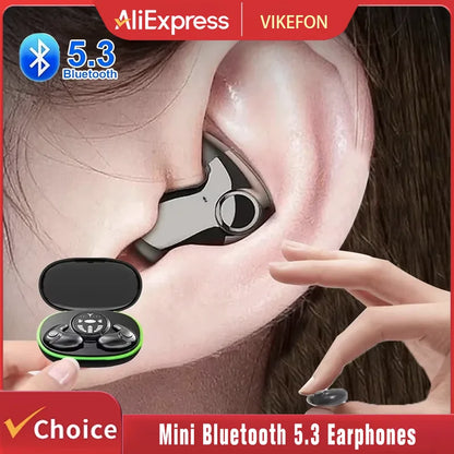 TWS Bluetooth 5.3 Wireless Earphone Invisible Sleep Headphones Hidden Earbuds IPX5 Waterproof Noise Reduction Sports Headset