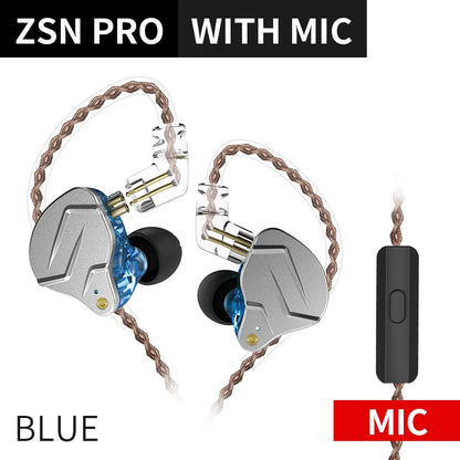 KZ ZSN Pro Hanging In Ear Monitor Earphones Metal Technology Hifi Bass Earbuds Sport Noise Cancelling Headset ZSX Gamer Mic X