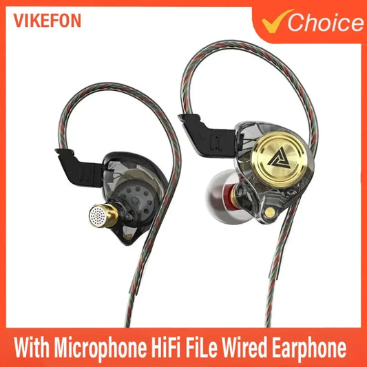 QKZ AK3 FiLe Wired Earphone with Microphone HiFi Music Monitor Bass Headphones Noise Cancelling Headset For Sport Gaming Earbuds