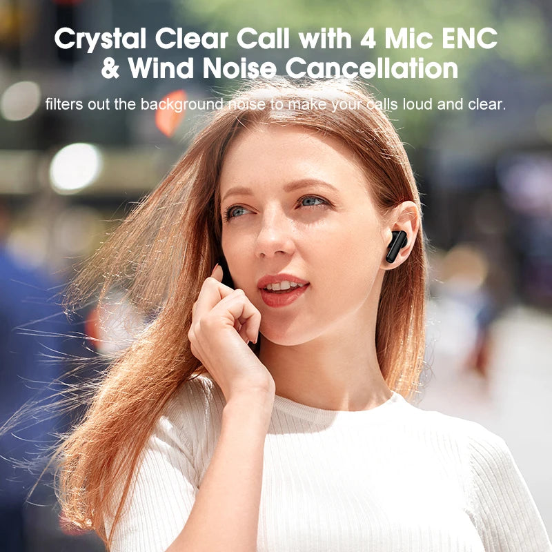 QCY T13 ANC Active Noise Cancelling Wireless Earbuds Bluetooth 5.3 Headphones 4 Mics ENC Clear Calls Earphones 30H Playtime IPX5