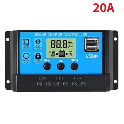 10/20/30/40/100A Solar Charge Controller Discharge Controller LCD Display Dual USB Auto Solar Cell Panel Charger Accessories