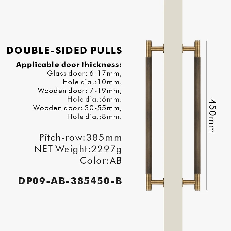 Nurlin Brass Door Double Single Sided Linear Striped Pull Bar Wood Gate Glass Door Shower Room Kitchen Appliance Matt Gold Black