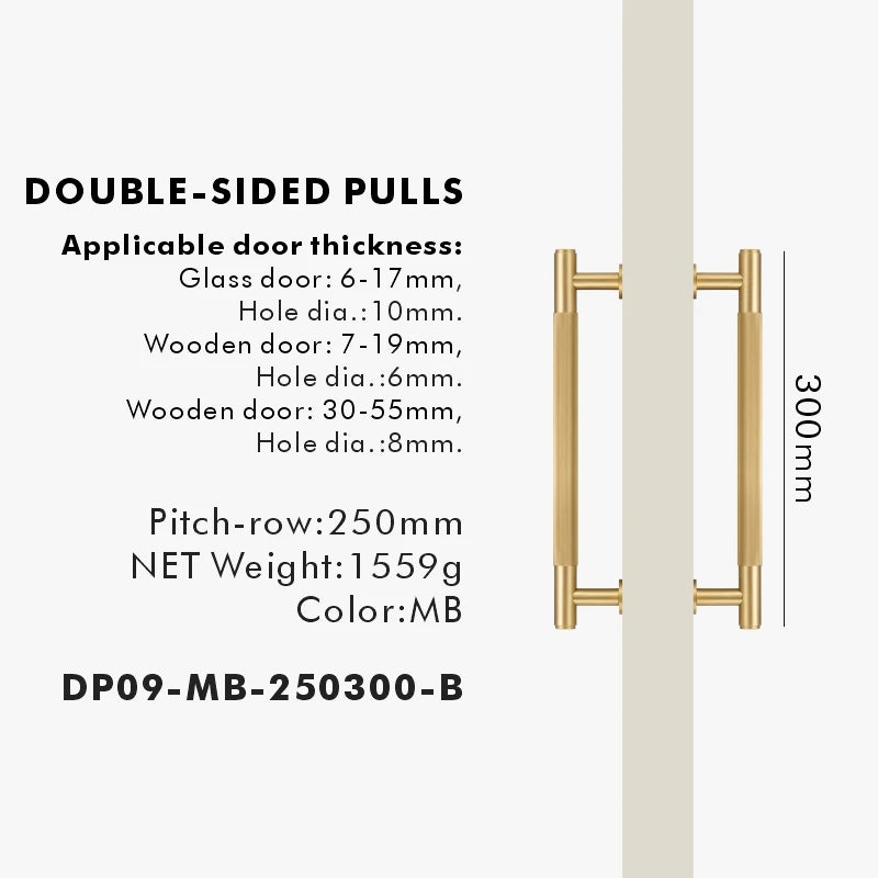 Nurlin Brass Door Double Single Sided Linear Striped Pull Bar Wood Gate Glass Door Shower Room Kitchen Appliance Matt Gold Black