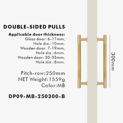Nurlin Brass Door Double Single Sided Linear Striped Pull Bar Wood Gate Glass Door Shower Room Kitchen Appliance Matt Gold Black