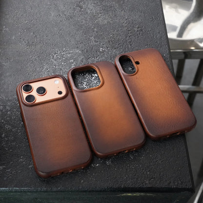 Handmade Italian Genuine Leather Case for iPhone 17 16 15 Pro Max Magnetic Luxury Business Retro Cow Phone Cover