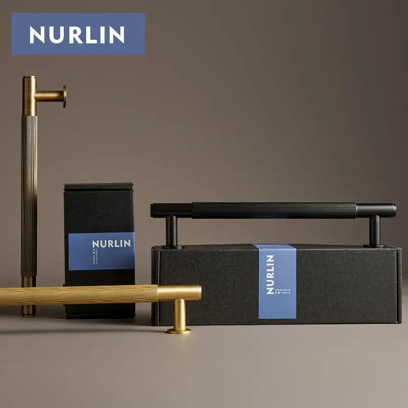 Nurlin Brass Door Double Single Sided Linear Striped Pull Bar Wood Gate Glass Door Shower Room Kitchen Appliance Matt Gold Black