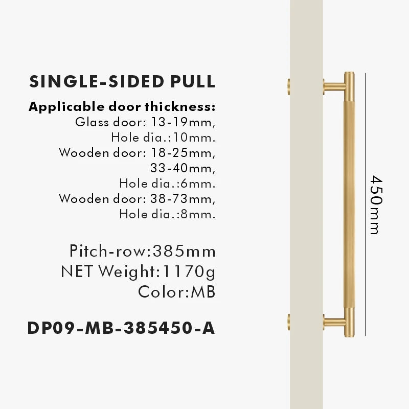 Nurlin Brass Door Double Single Sided Linear Striped Pull Bar Wood Gate Glass Door Shower Room Kitchen Appliance Matt Gold Black