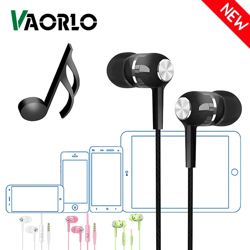 3.5mm Headphones Sports Wired Earphones HIFI Bass Wired Earbuds in-Ear Headset Game Subwoofer with Mic Handsfree Call For Phones