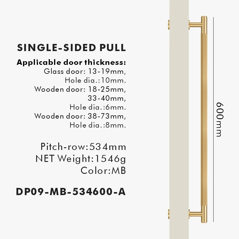 Nurlin Brass Door Double Single Sided Linear Striped Pull Bar Wood Gate Glass Door Shower Room Kitchen Appliance Matt Gold Black