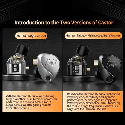 KZ Castor Wired Earphone Improved Bass HiFi Earphones 2 Dynamic Tunable Balance Monitor Headset Noise Cancelling Earbuds
