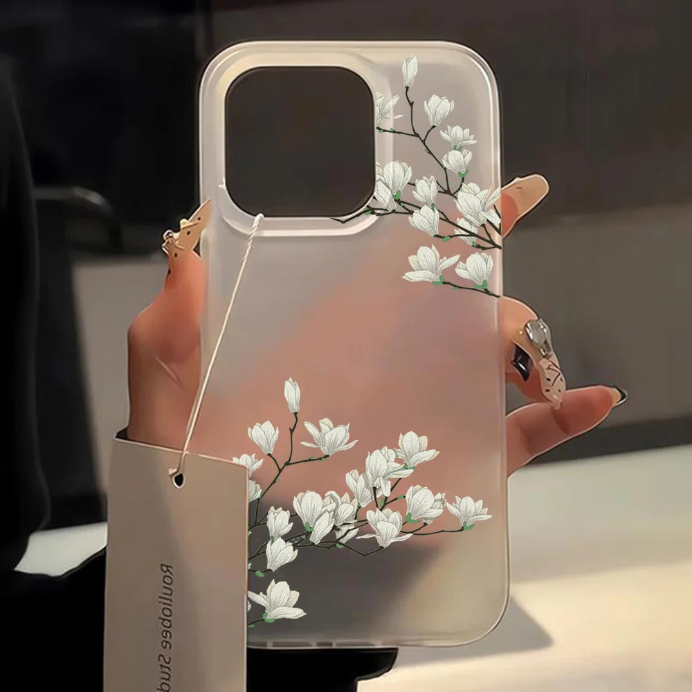 Flower Clear Phone Case For iPhone 16 Pro Case iPhone 13 15 17 11 12 14 Pro Max Plus 12 13 Mini Shockproof Silicone Soft Cover