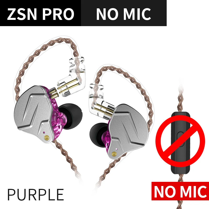 KZ ZSN Pro Hanging In Ear Monitor Earphones Metal Technology Hifi Bass Earbuds Sport Noise Cancelling Headset ZSX Gamer Mic X