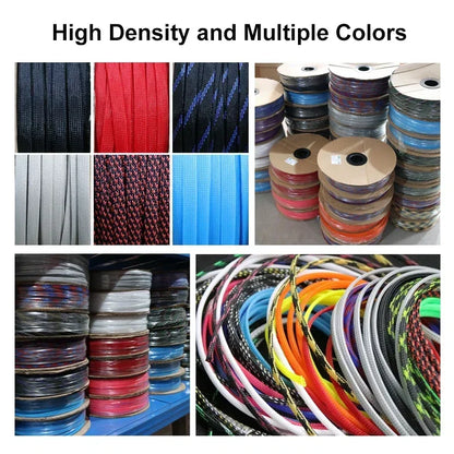 1~50m Black-Red PET Braid Sleeves 2/4/6/8/10/12/14/16/20/25/30/40/50mm High Density Insulated Snake Skin Cable Wrap Sheath