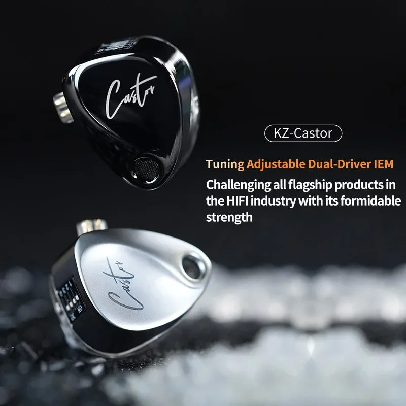 KZ Castor 2DD Dynamic in Ear Earphone High-end Tunable Earphones HiFi Bass Monitor Headphone Cancelling Earbud ZSNPRO EDXPRO
