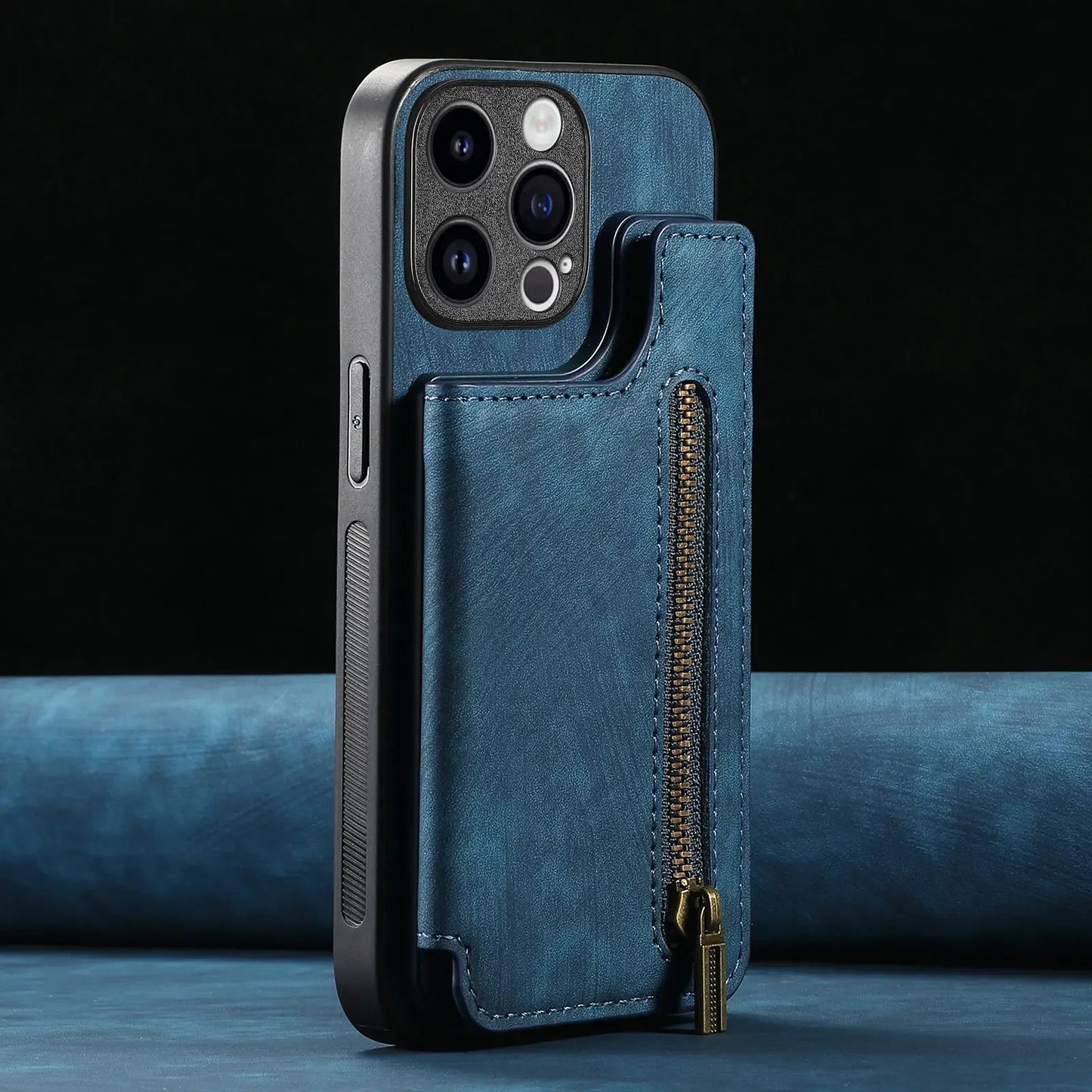 Leather Zipper Wallet with Card Holder Phone Case for IPhone 15 14 11 Pro Max 13 12 Mini X XR XS Max 8 7 Plus Shockproof Cover