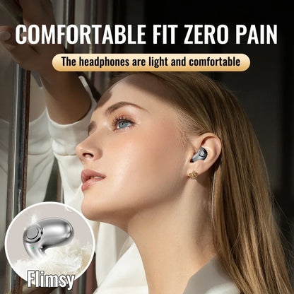 TWS Bluetooth 5.3 Wireless Earphone Invisible Sleep Headphones Hidden Earbuds IPX5 Waterproof Noise Reduction Sports Headset