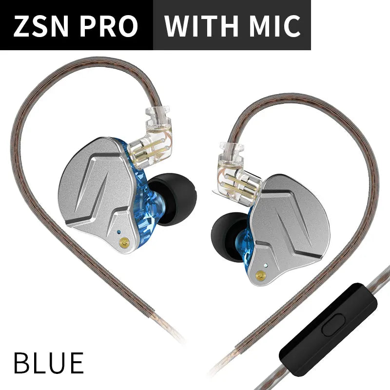 KZ ZSN PRO Earphones 1DD+1BA Hybrid Drive HIFI Bass Earbud Replaceable Cable