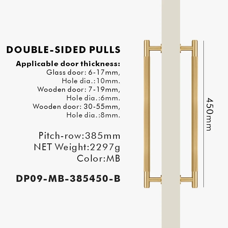Nurlin Brass Door Double Single Sided Linear Striped Pull Bar Wood Gate Glass Door Shower Room Kitchen Appliance Matt Gold Black