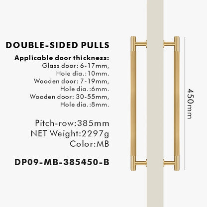 Nurlin Brass Door Double Single Sided Linear Striped Pull Bar Wood Gate Glass Door Shower Room Kitchen Appliance Matt Gold Black