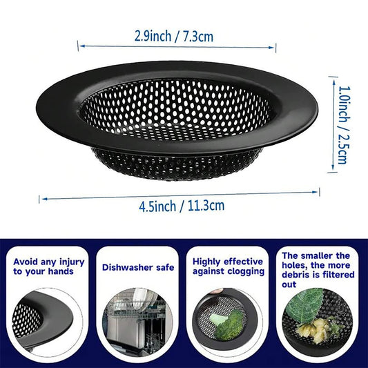 1/2 Pack of Black Matte Kitchen Sink Strainers, Available in 5.3cm / 2.08inch , 7cm / 2.87inch , 9cm / 3.54inch , 11.5cm / 4.52inch , 4 Different Sizes, Stainless Steel Sink Drain Strainer, Dishwasher Safe, Kitchen Sink Strai