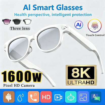 Lenovo 2026 New 8K AI Smart Glasses AI Translation HD Hands-Free Calling AI Chat Logging Music Playback Smart Sunglasses