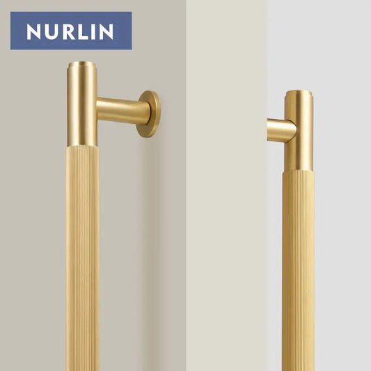 Nurlin Brass Door Double Single Sided Linear Striped Pull Bar Wood Gate Glass Door Shower Room Kitchen Appliance Matt Gold Black