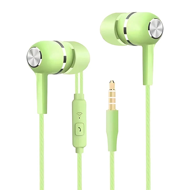 3.5mm Headphones Sports Wired Earphones HIFI Bass Wired Earbuds in-Ear Headset Game Subwoofer with Mic Handsfree Call For Phones