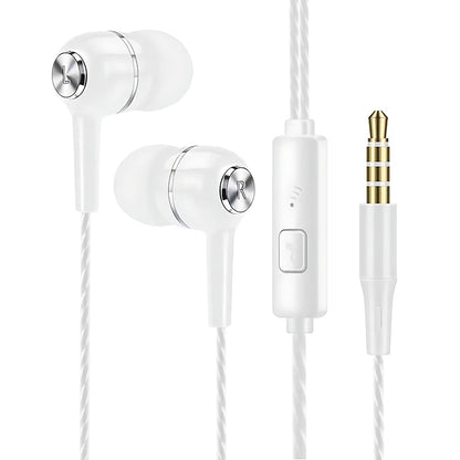 3.5mm Headphones Sports Wired Earphones HIFI Bass Wired Earbuds in-Ear Headset Game Subwoofer with Mic Handsfree Call For Phones