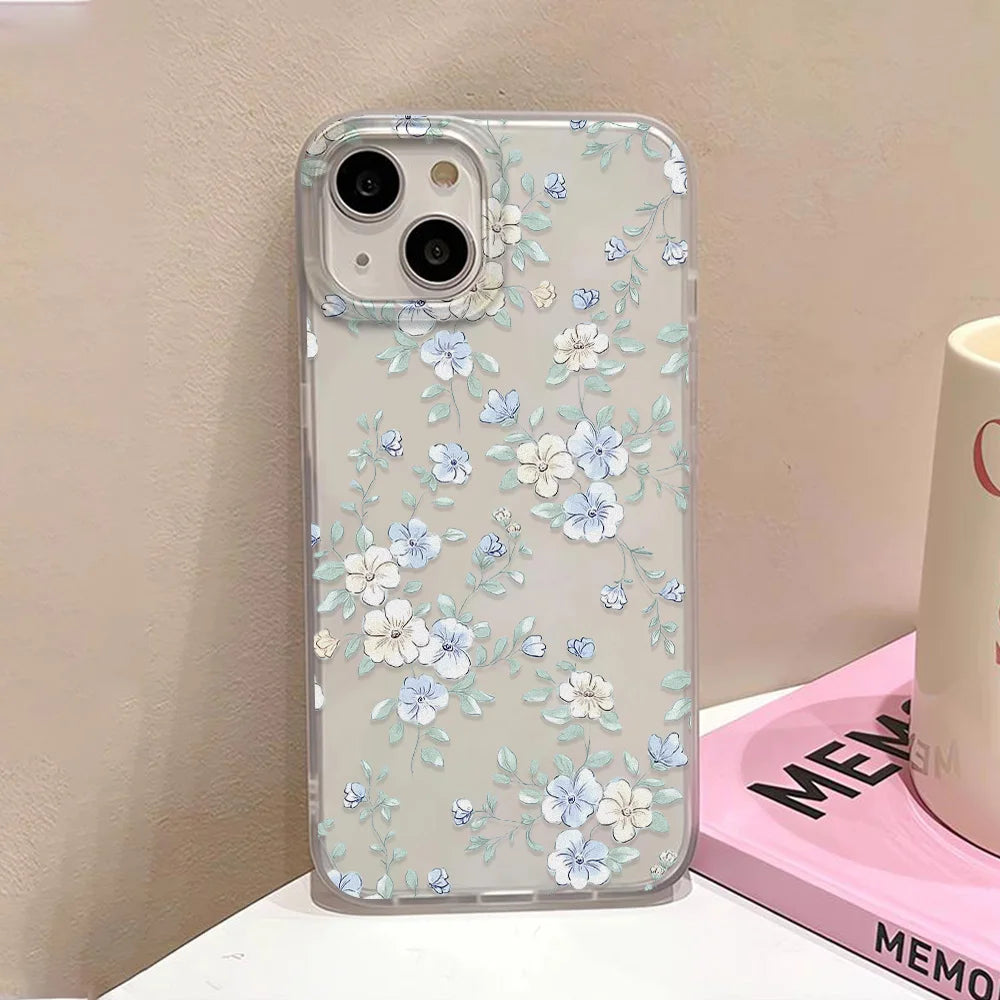 Flower Clear Phone Case For iPhone 16 Pro Case iPhone 13 15 17 11 12 14 Pro Max Plus 12 13 Mini Shockproof Silicone Soft Cover