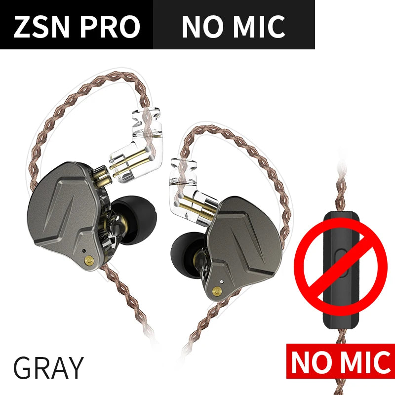 KZ ZSN Pro Hanging In Ear Monitor Earphones Metal Technology Hifi Bass Earbuds Sport Noise Cancelling Headset ZSX Gamer Mic X