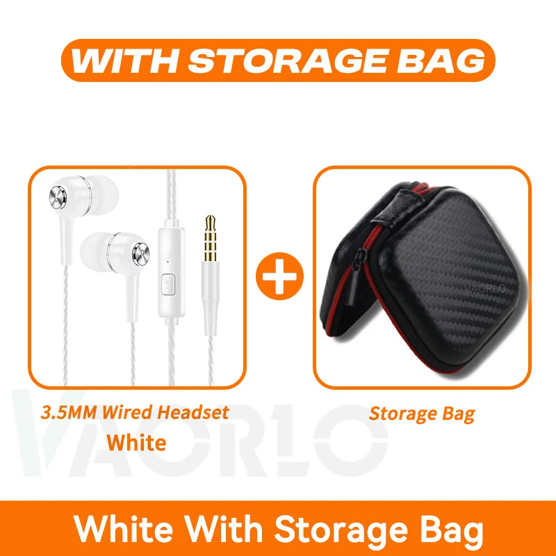 3.5mm Headphones Sports Wired Earphones HIFI Bass Wired Earbuds in-Ear Headset Game Subwoofer with Mic Handsfree Call For Phones