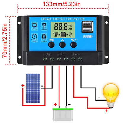 10/20/30/40/100A Solar Charge Controller Discharge Controller LCD Display Dual USB Auto Solar Cell Panel Charger Accessories