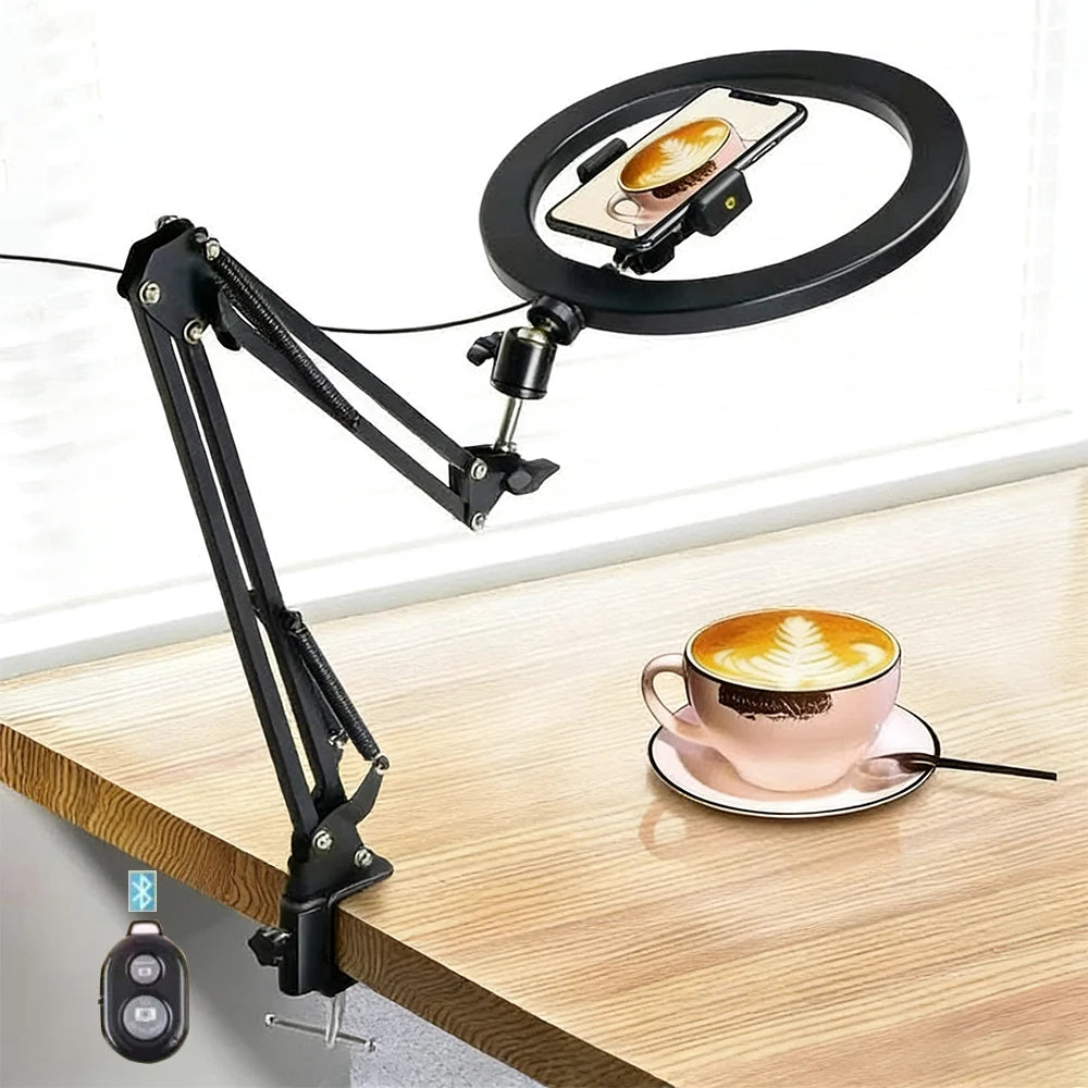 Live Stand Mobile Phone Professional Overhead Lighting Fixed Shooting Camera With Instructi Recording Video Selfie Stick