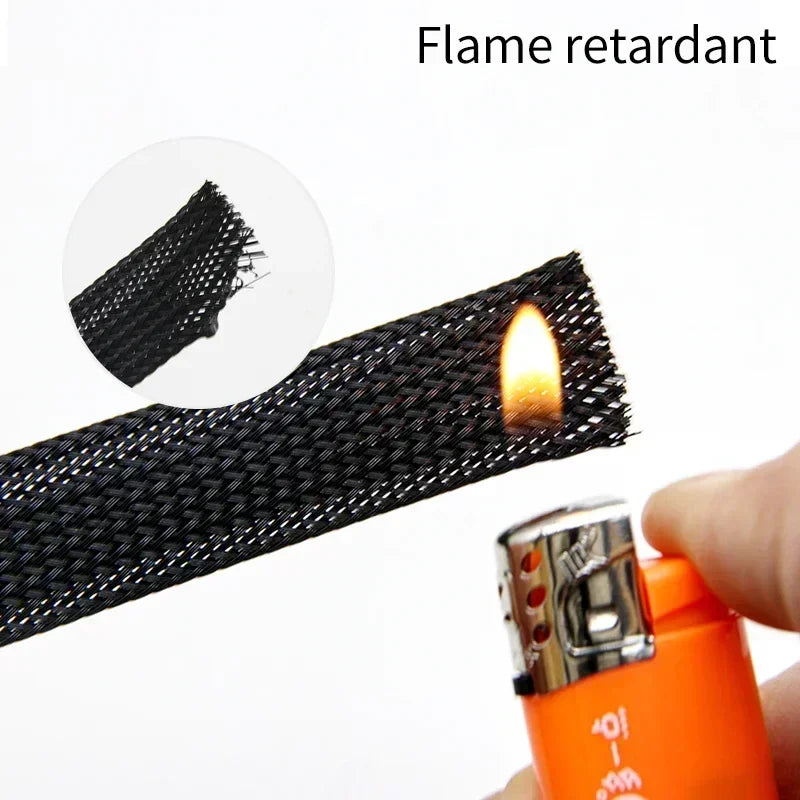1~50m Black-Red PET Braid Sleeves 2/4/6/8/10/12/14/16/20/25/30/40/50mm High Density Insulated Snake Skin Cable Wrap Sheath