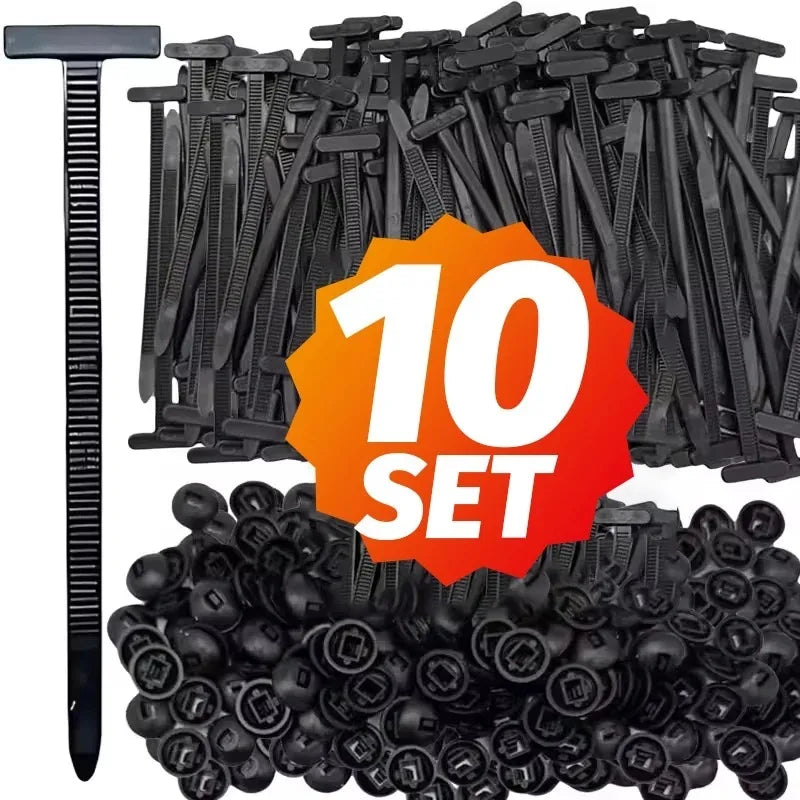 Nylon Cable Tie Buckle Heavy Duty Zip Ties with Pin Button Universal Self-locking Zip Ties Tool Car Daily Repair Fastening Strap