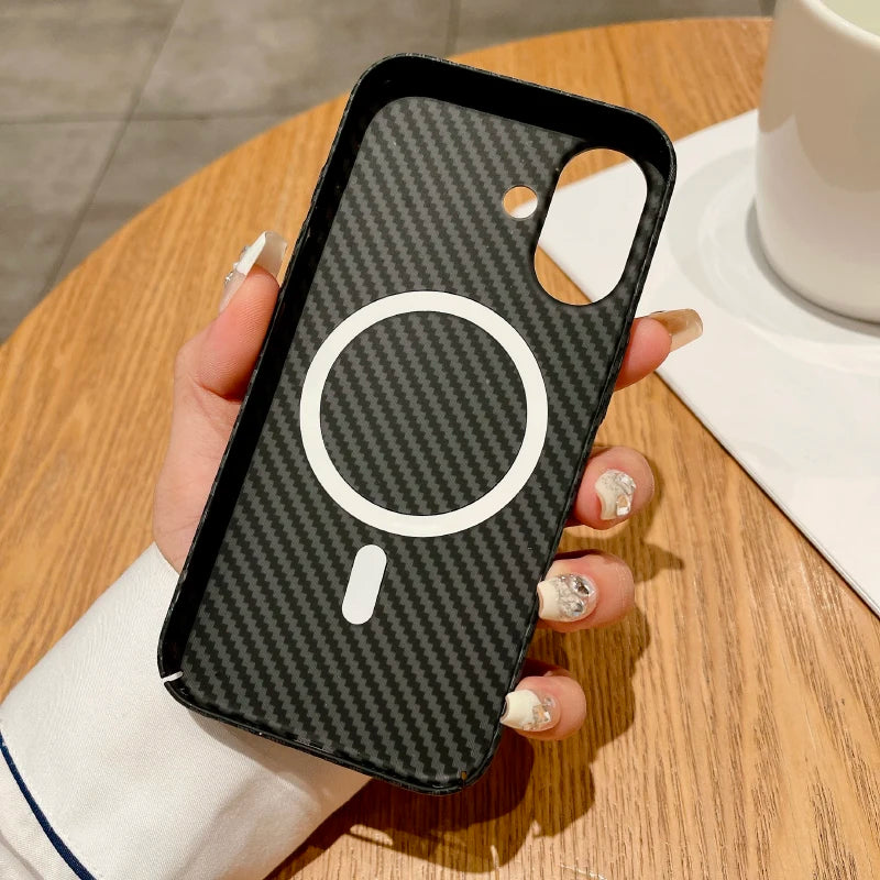 For Magsafe Magnetic Color Collision Carbon Fiber Phone Case For iPhone 16 Pro Max 14 11 12 13 15 Pro Max Shockproof Back Cover