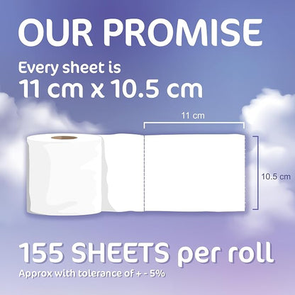 54 Rolls of 3-Ply Premium Quilted Toilet Paper | Generous Length per Roll | Luxuriously Soft, Strong & Highly Absorbent Toilet Tissue (Packaging may vary)
