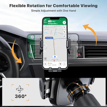 Miracase Car Phone Holder, Stable Double Steel-Hook Air Vent Car Phone Mount Cradle 360°Rotation, One Button Release Mobile Phone Holder for iPhone, Galaxy, All 4.0''-7'' Smartphones