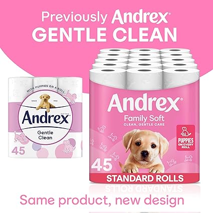 Andrex Family Soft Toilet Roll - 45 Toilet Rolls, Bulk Buy, Fragrance Free, FSC Certified
