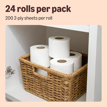 Our Essentials by Amazon Toilet Tissue Classic Roll, 2-ply, 24 Rolls (1 Pack of 24), 200 Sheets per Roll