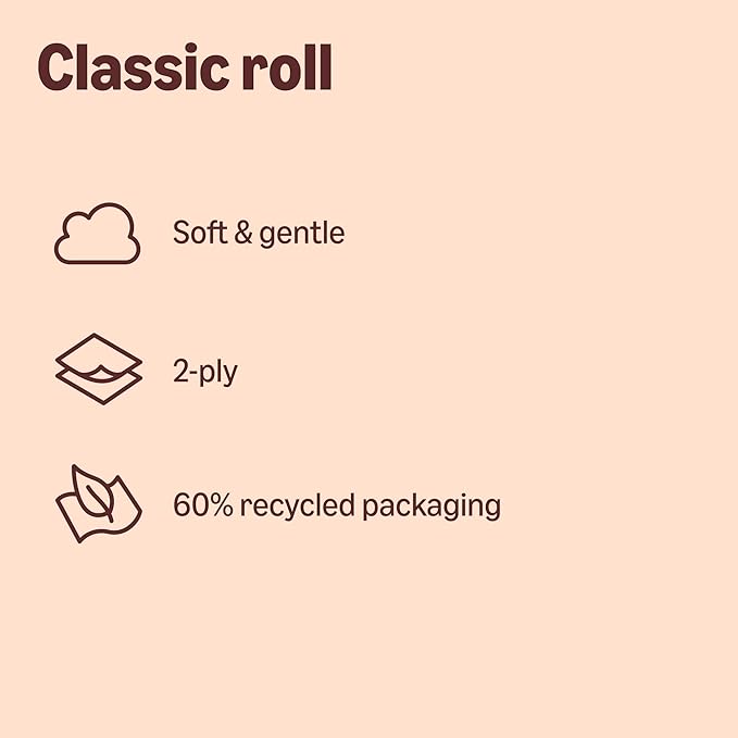 Our Essentials by Amazon Toilet Tissue Classic Roll, 2-ply, 24 Rolls (1 Pack of 24), 200 Sheets per Roll