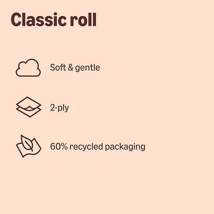 Our Essentials by Amazon Toilet Tissue Classic Roll, 2-ply, 24 Rolls (1 Pack of 24), 200 Sheets per Roll