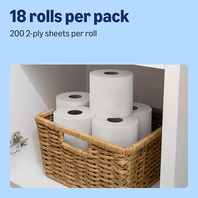 by Amazon Soft Toilet Tissue, 2-Ply, 18 Rolls (Pack of 1), 200 Sheets per Roll, FSC Certified