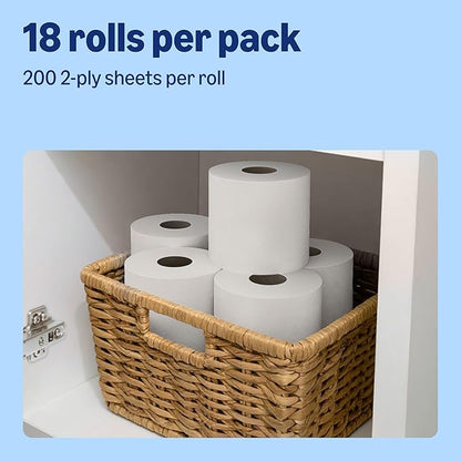 by Amazon Soft Toilet Tissue, 2-Ply, 18 Rolls (Pack of 1), 200 Sheets per Roll, FSC Certified