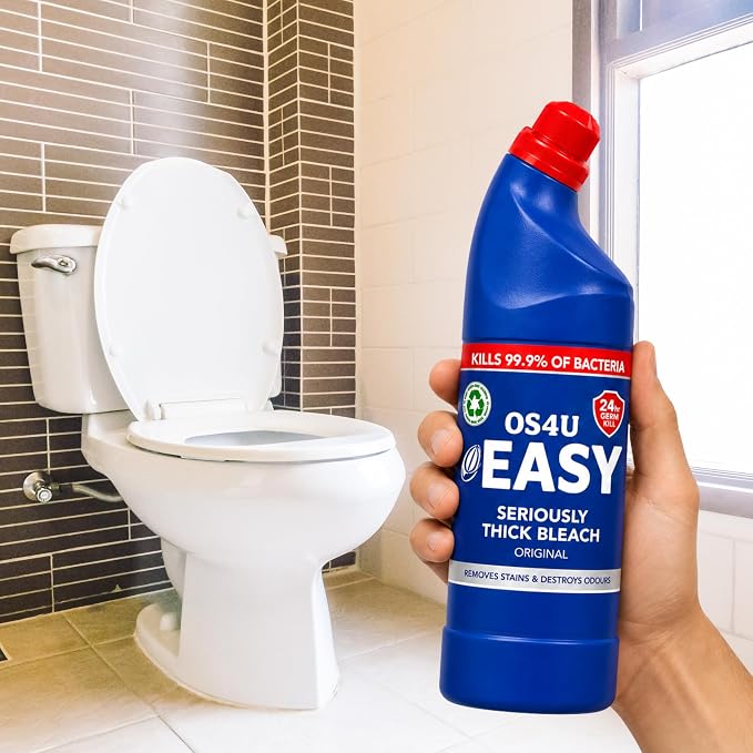 Thick Bleach Easy 24 Hour Protection Thick Toilet Cleaner 750ml Per Bottle - 12 Pack | Thick Bleach for Toilet Cleaner, Kills 99.9% Bacteria